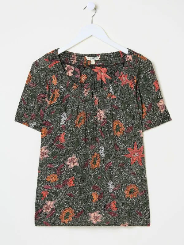 Fat Face Shirts and Blouses Women Black Floral Tayana Blouse