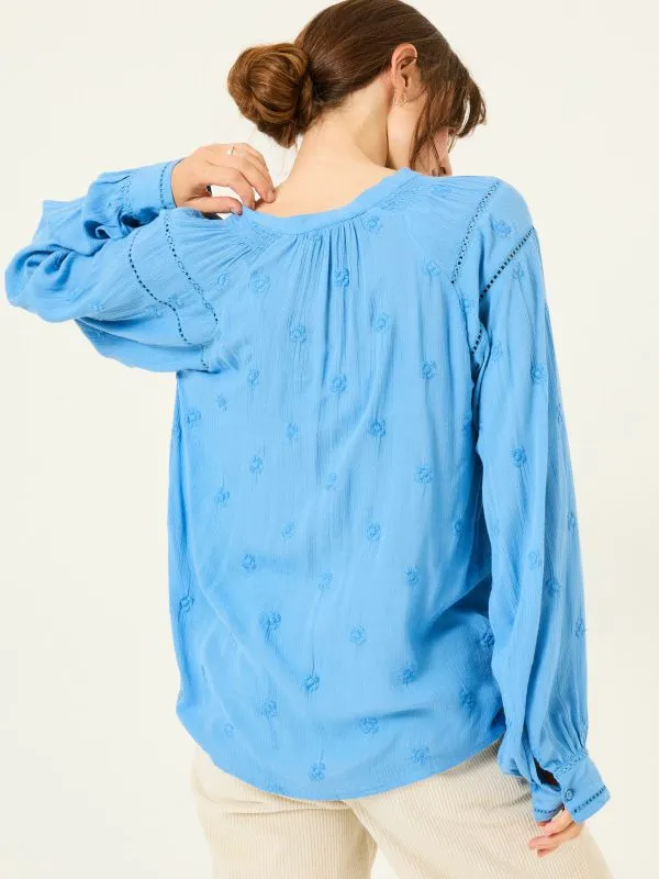Fat Face Shirts and Blouses Women Bright Blue Orla Embroidered Blouse
