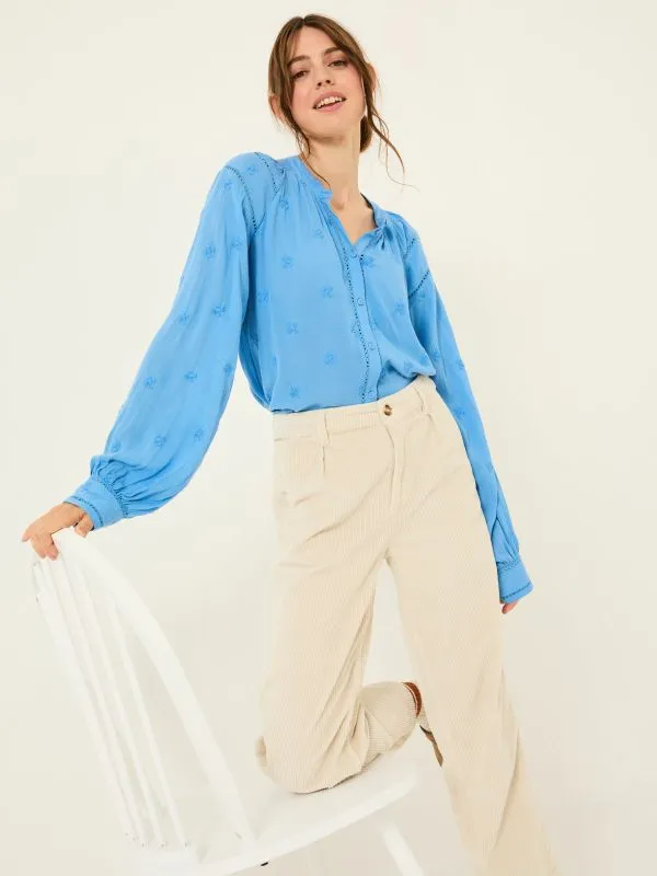 Fat Face Shirts and Blouses Women Bright Blue Orla Embroidered Blouse