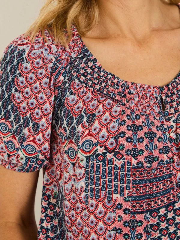 Fat Face Shirts and Blouses Women Pink Geo Tayana Blouse
