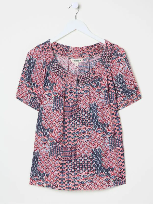 Fat Face Shirts and Blouses Women Pink Geo Tayana Blouse