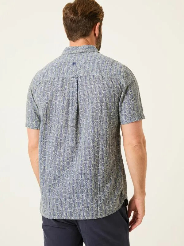 Fat Face Shirts Men Blue Short Sleeve Deco Print Shirt