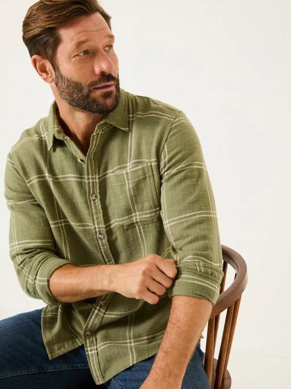 Fat Face Shirts Men Mid Green 100 Cotton Long Sleeve Check Shirt