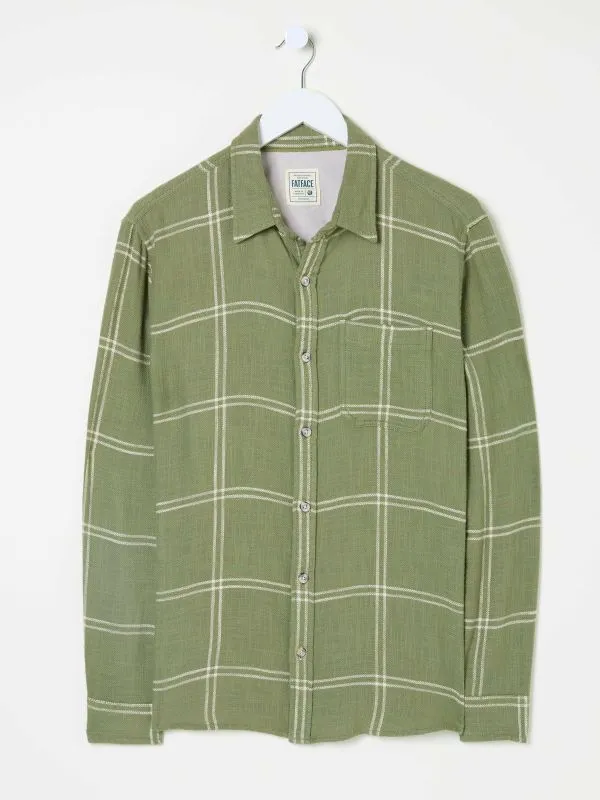 Fat Face Shirts Men Mid Green 100 Cotton Long Sleeve Check Shirt