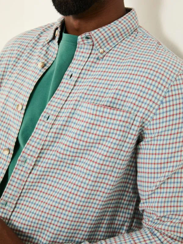 Fat Face Shirts Men Red Long Sleeve Bath Check 100 Cotton Shirt