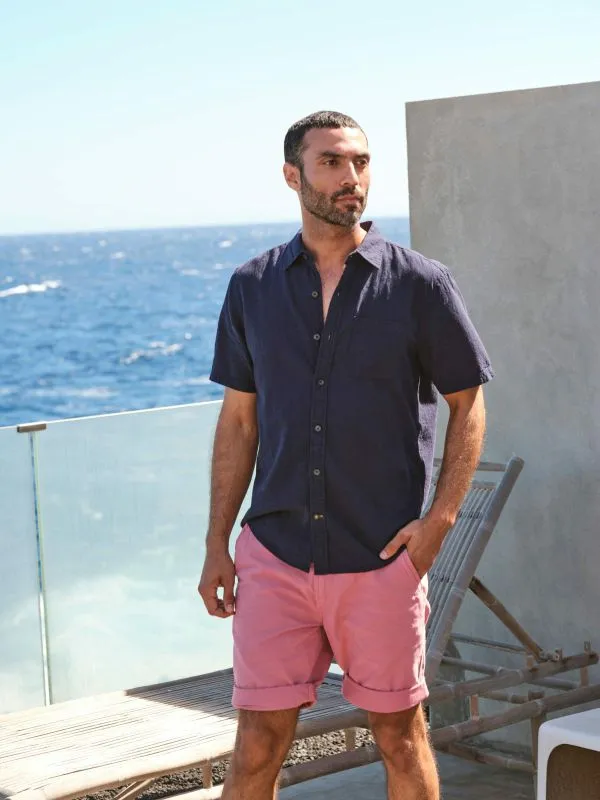 Fat Face Shorts Men Cove Pink Flat Front Shorts