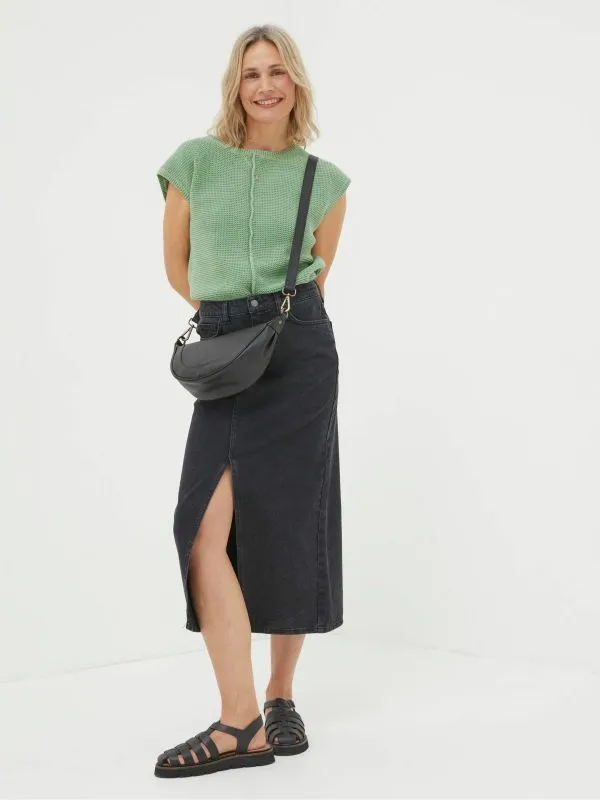 Fat Face Skirts Women Ava Black Denim Midi Skirt