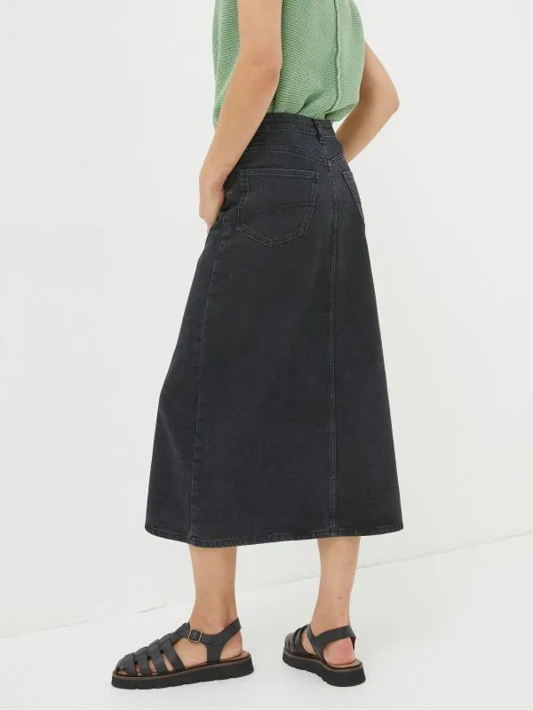 Fat Face Skirts Women Ava Black Denim Midi Skirt