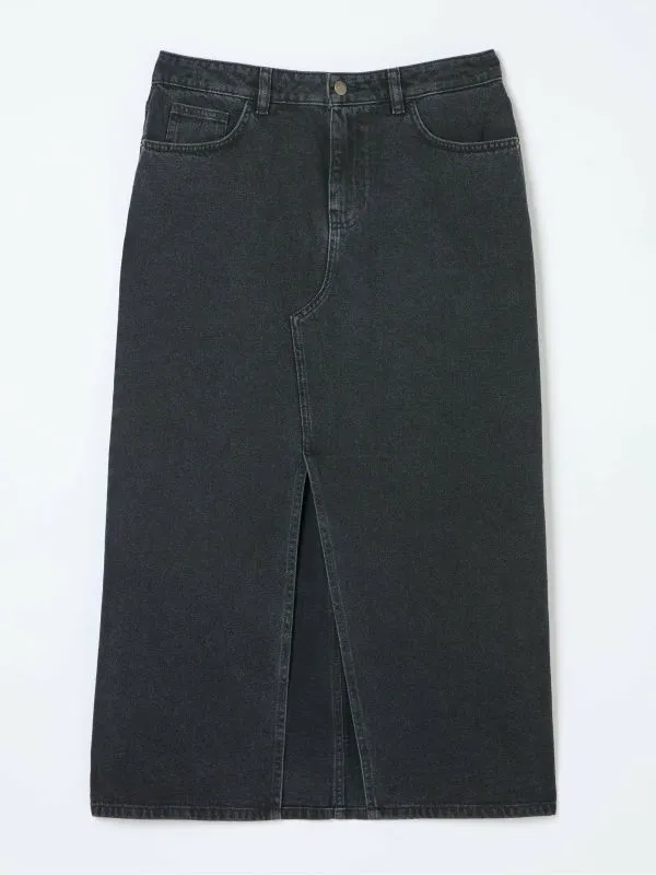 Fat Face Skirts Women Ava Black Denim Midi Skirt