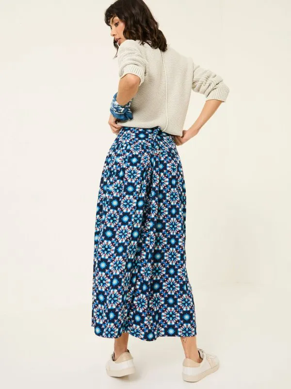 Fat Face Skirts Women Indigo Blue Jay Midi Skirt