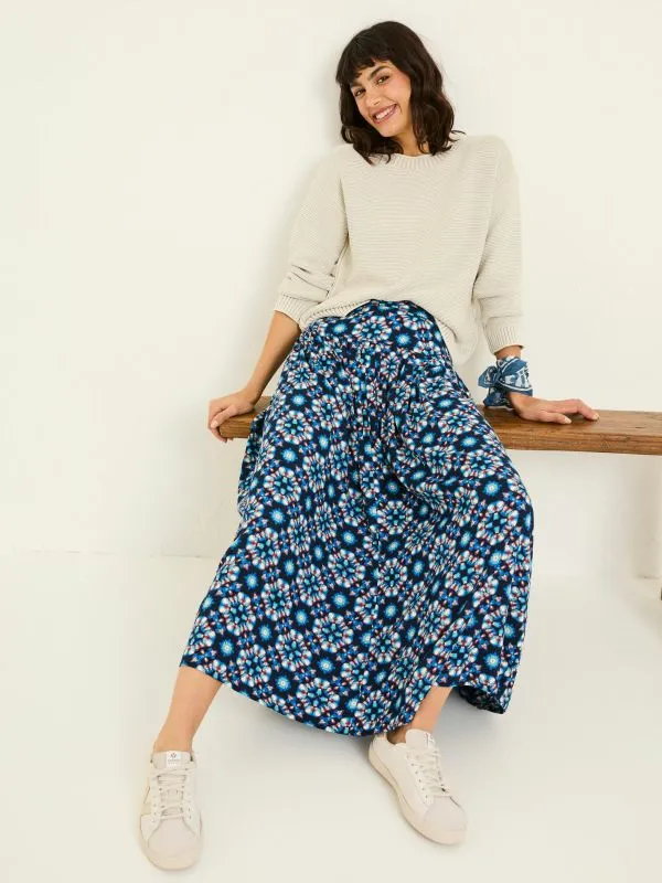 Fat Face Skirts Women Indigo Blue Jay Midi Skirt