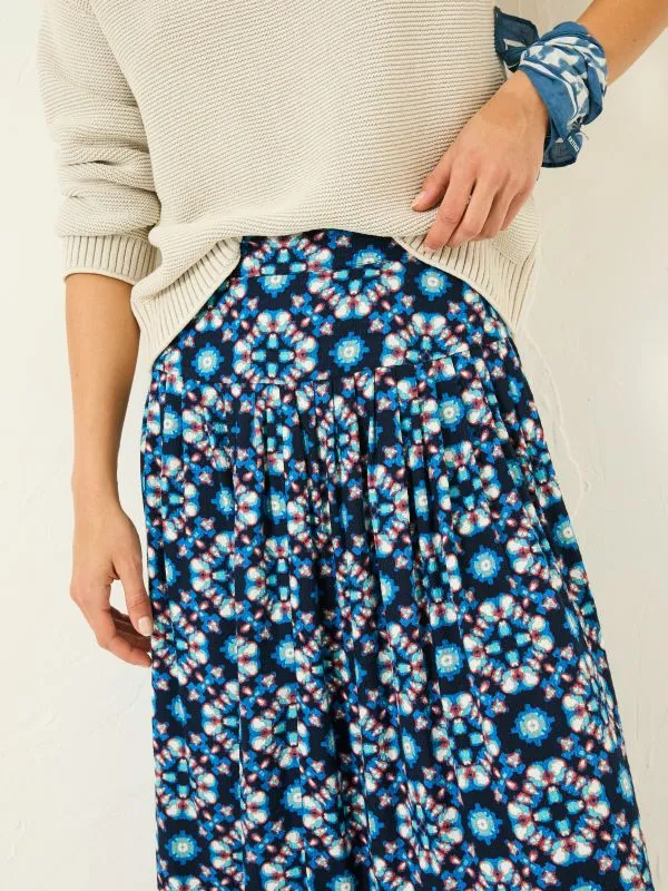 Fat Face Skirts Women Indigo Blue Jay Midi Skirt