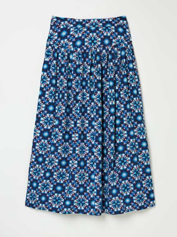 Fat Face Skirts Women Indigo Blue Jay Midi Skirt