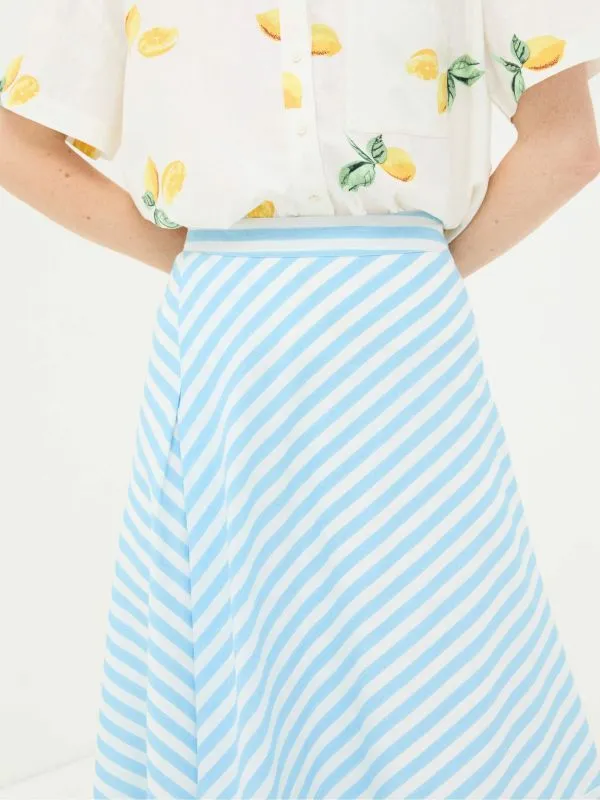 Fat Face Skirts Women Judes Blue Robyn Striped Midi Skirt