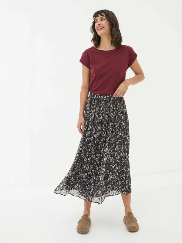 Fat Face Skirts Women Paignton Dark Brown Pleated Midi Skirt
