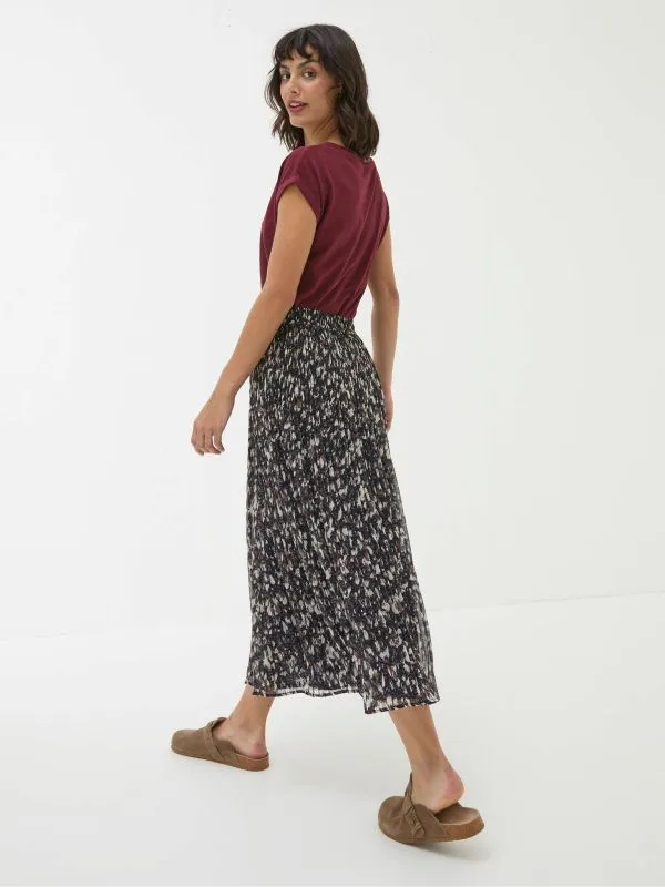 Fat Face Skirts Women Paignton Dark Brown Pleated Midi Skirt