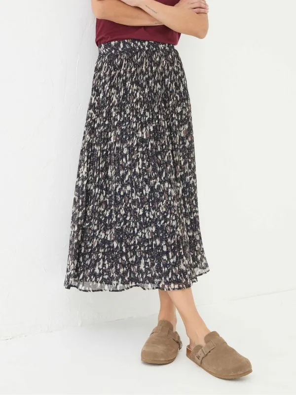 Fat Face Skirts Women Paignton Dark Brown Pleated Midi Skirt