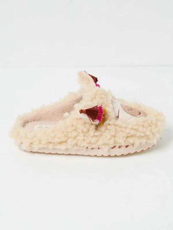 Fat Face Slippers Women Lila Ivory Llama Slippers