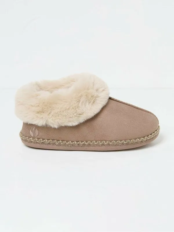 Fat Face Slippers Women Maia Dark Natural Boots Slippers