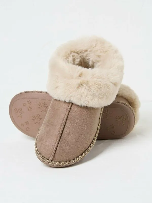 Fat Face Slippers Women Maia Dark Natural Boots Slippers