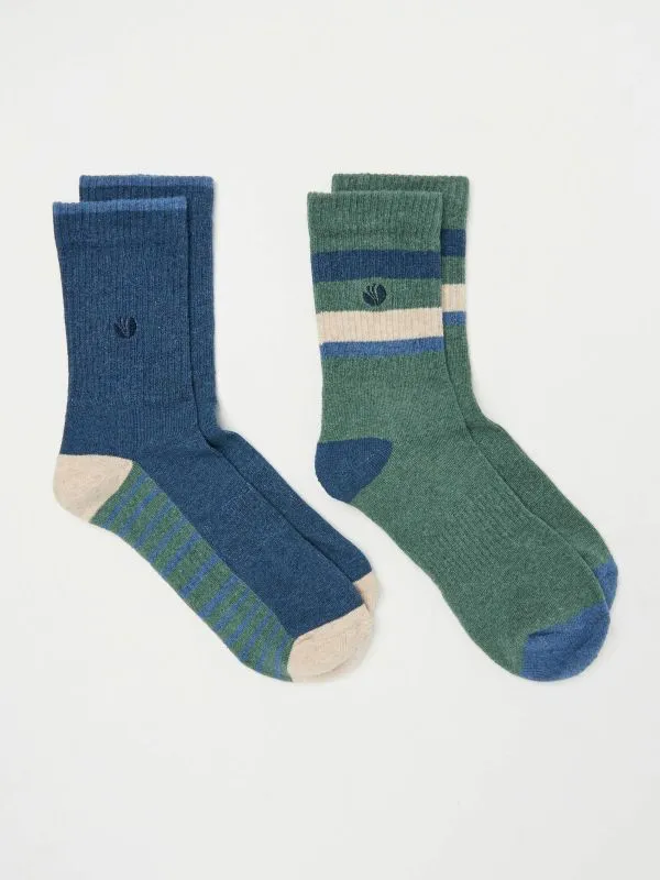 Fat Face Socks Men Green 2 Pairs Of Sport Socks