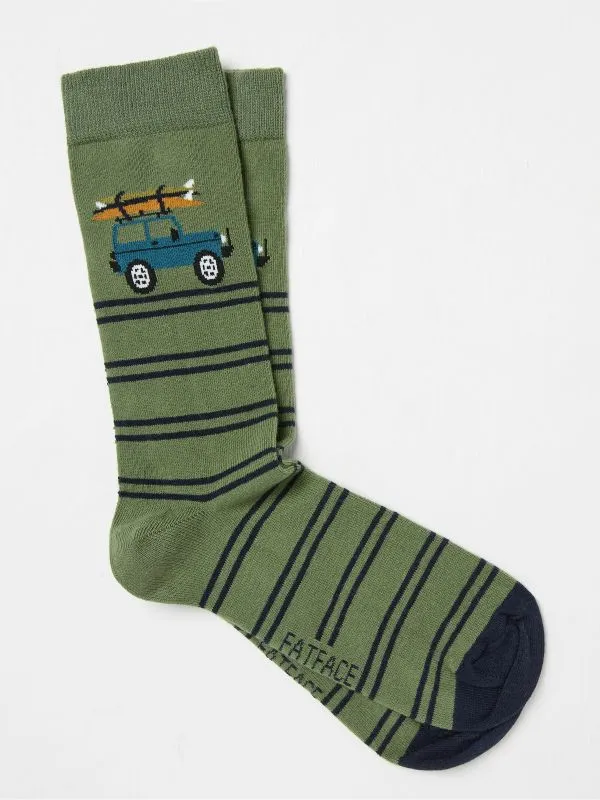 Fat Face Socks Men Green Off Roader Socks