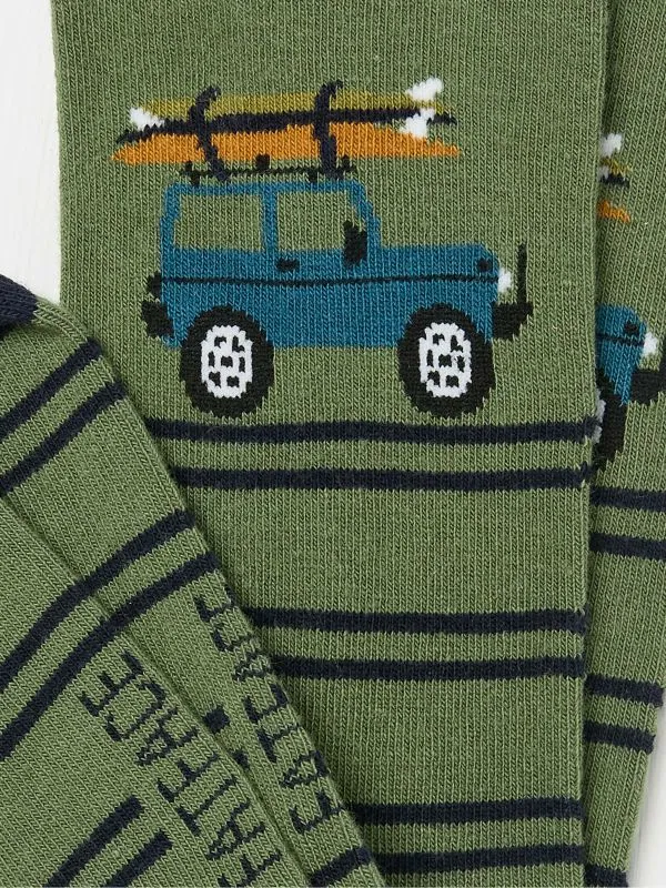 Fat Face Socks Men Green Off Roader Socks