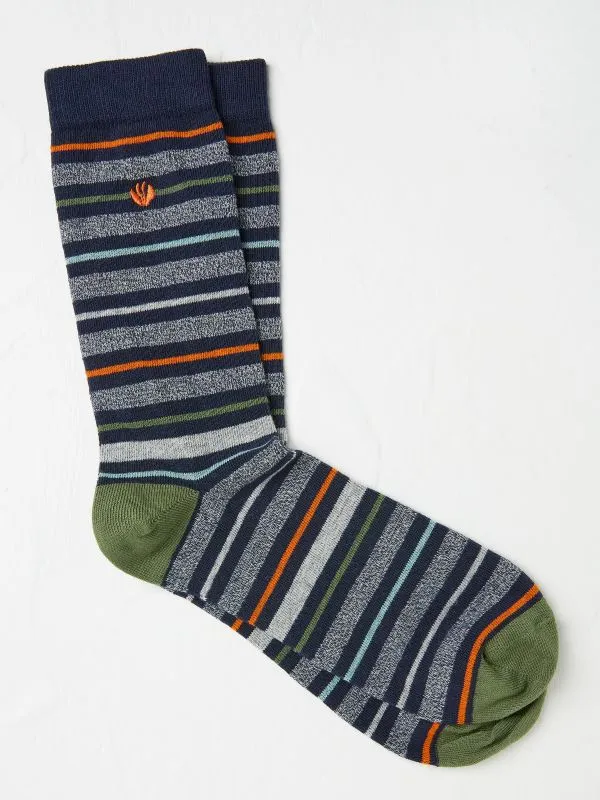 Fat Face Socks Men Navy Striped Socks