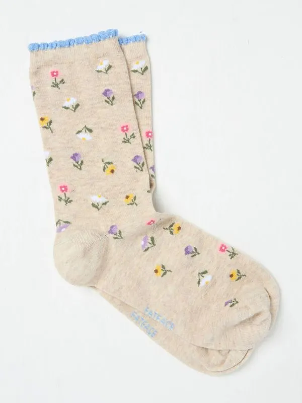 Fat Face Socks Women Blue Floral Textured Socks