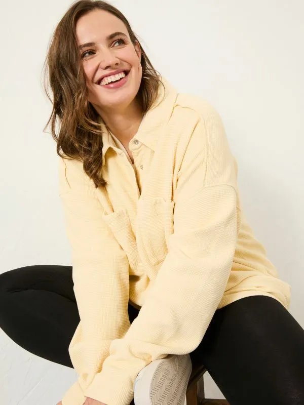 Fat Face Sweatshirts and Hoodies Women Yellow Sage Waffle Overhead 100 Organic Cotton Top