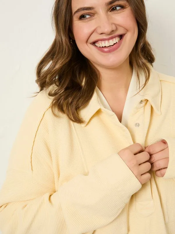 Fat Face Sweatshirts and Hoodies Women Yellow Sage Waffle Overhead 100 Organic Cotton Top
