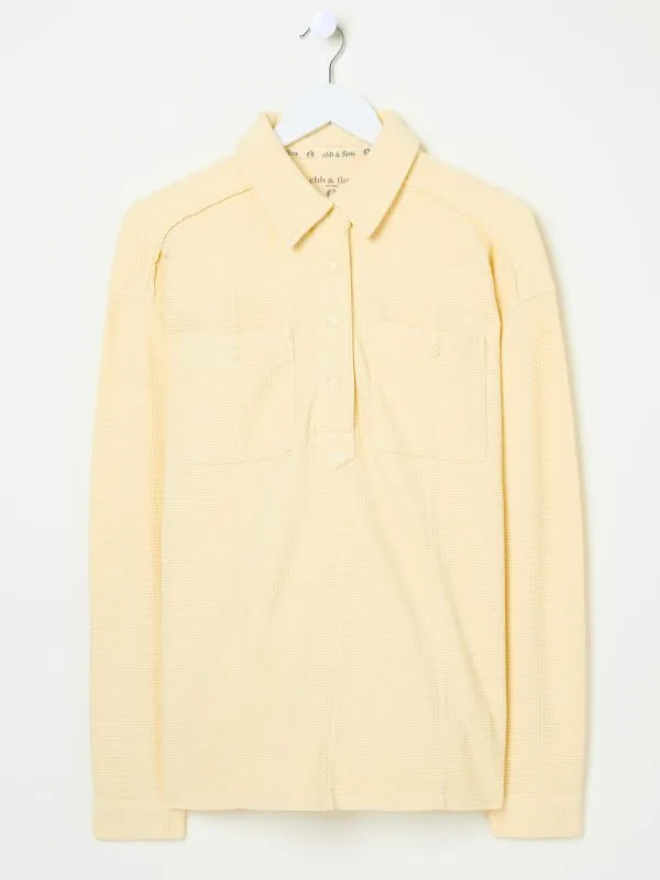 Fat Face Sweatshirts and Hoodies Women Yellow Sage Waffle Overhead 100 Organic Cotton Top