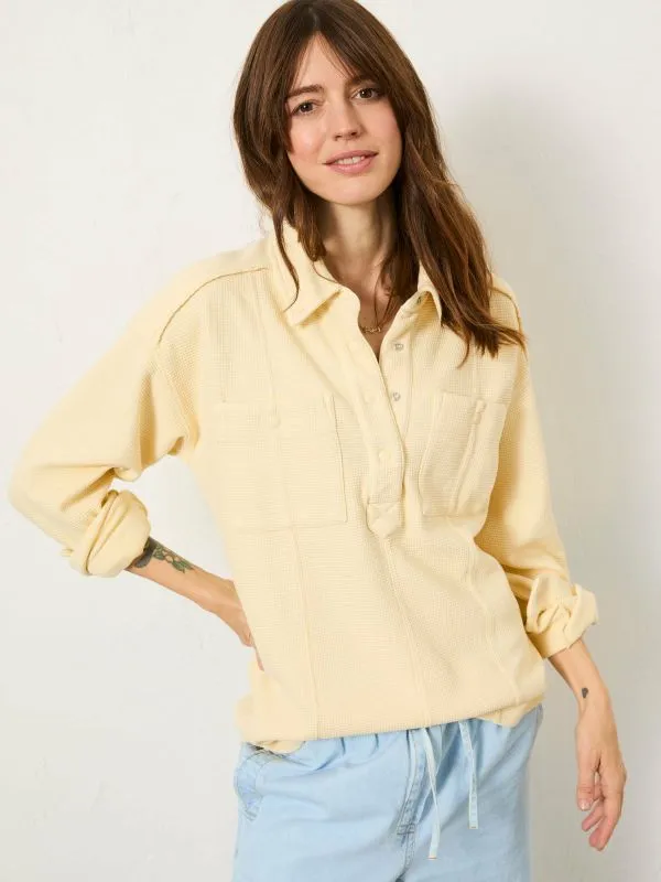 Fat Face Sweatshirts and Hoodies Women Yellow Sage Waffle Overhead 100 Organic Cotton Top
