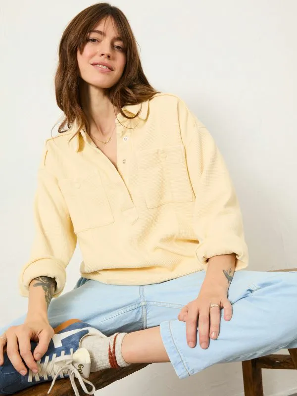 Fat Face Sweatshirts and Hoodies Women Yellow Sage Waffle Overhead 100 Organic Cotton Top