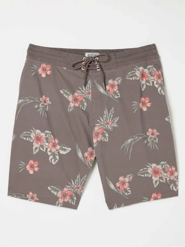 Fat Face Swimwear Men Camber Brown Hibiscus Swim Shorts