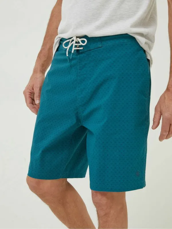 Fat Face Swimwear Men Green Camber Geo Print Swim Shorts