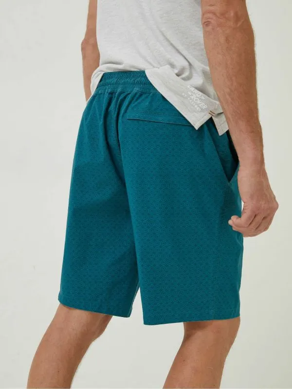 Fat Face Swimwear Men Green Camber Geo Print Swim Shorts