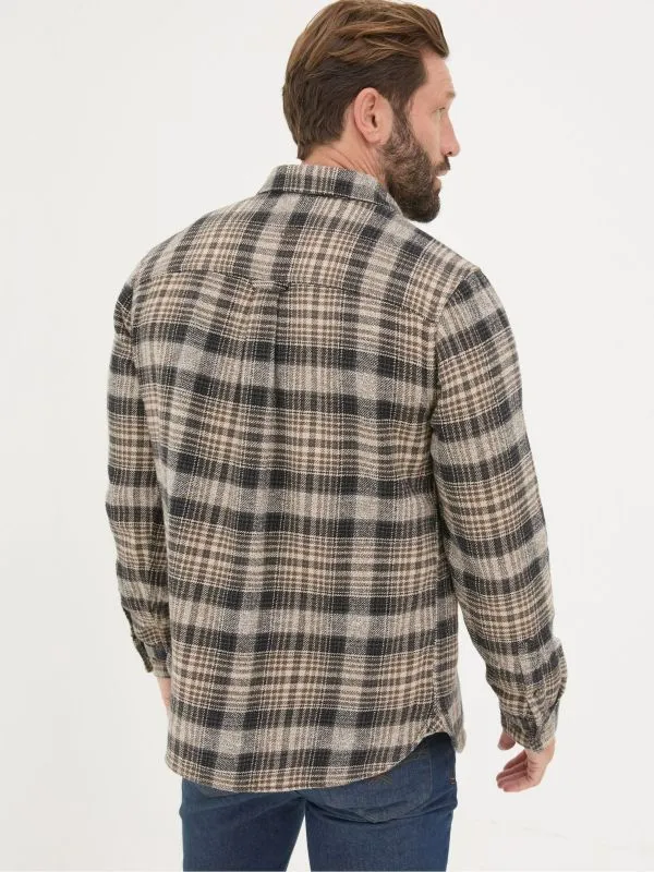 Fat Face Tall Collection Men Brown Long Sleeve Upton Check 100 Cotton Shirt
