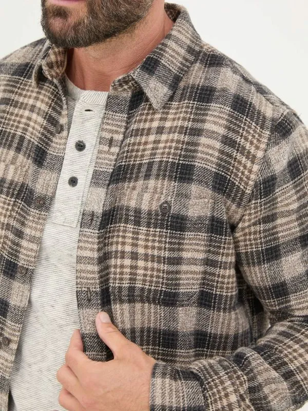 Fat Face Tall Collection Men Brown Long Sleeve Upton Check 100 Cotton Shirt