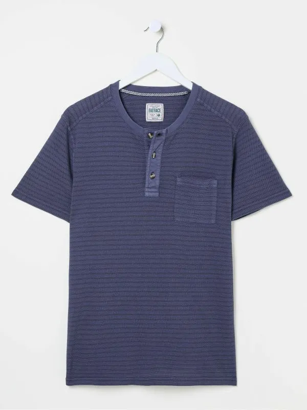 Fat Face Tops and TShirts Men French Navy Overdye Stripe Henley Tshirt