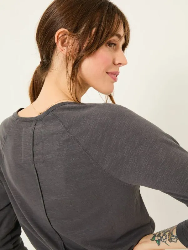 Fat Face Tops and TShirts Women Ava Charcoal Grey 100 Organic Cotton 34 Sleeve TShirt