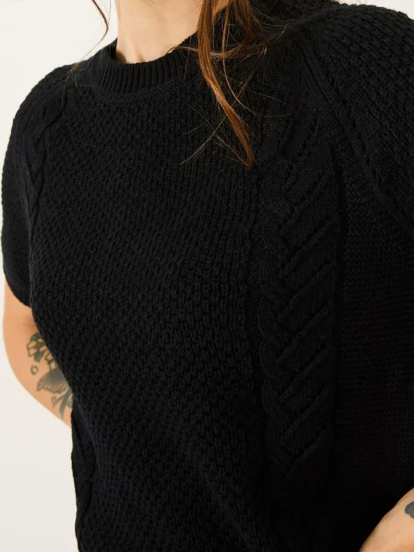 Fat Face Tops and TShirts Women Black Mila Cable Knitted T Shirt