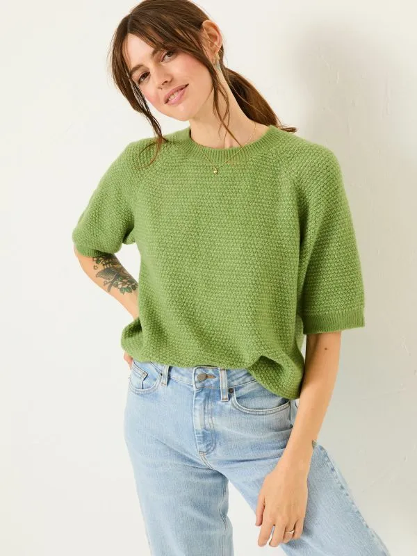Fat Face Tops and TShirts Women Green Zandra Textured Knitted TShirt