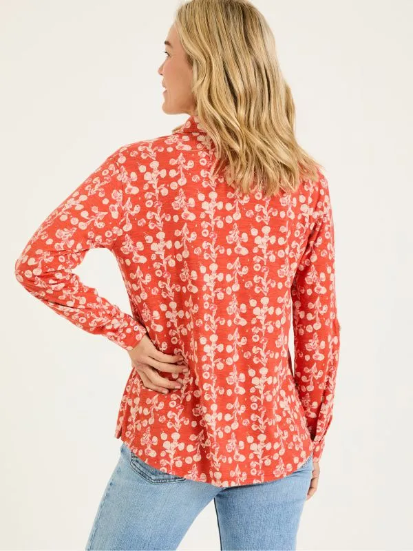 Fat Face Tops and TShirts Women Paige Burnt Orange Painted Bloom 100 Cotton Jersey Shirt Fat Face Tops and TShirts Women Paige Burnt Orange Painted Bloom 100 Cotton Jersey Shirt