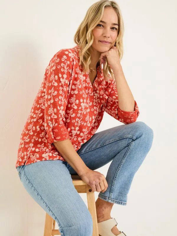 Fat Face Tops and TShirts Women Paige Burnt Orange Painted Bloom 100 Cotton Jersey Shirt Fat Face Tops and TShirts Women Paige Burnt Orange Painted Bloom 100 Cotton Jersey Shirt