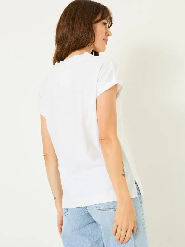 Fat Face Tops and TShirts Women Tansy White 100 Organic Cotton VNeck TShirt