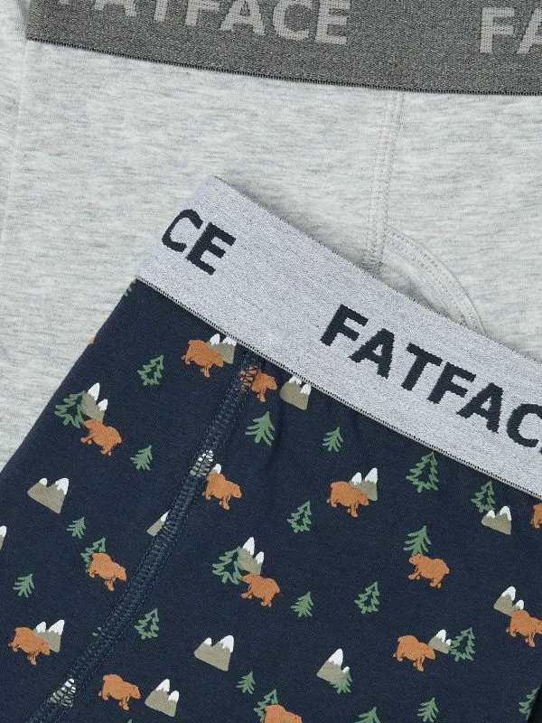 Fat Face Underwear Men Navy Bear Print Boxers 2 Pack