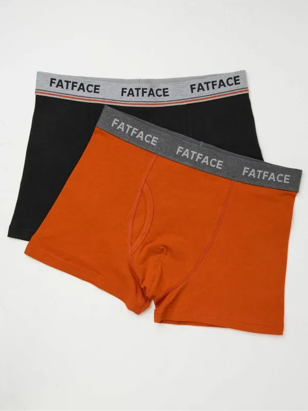 Fat Face Underwear Men Orange Cotton Boxers 2 Pack