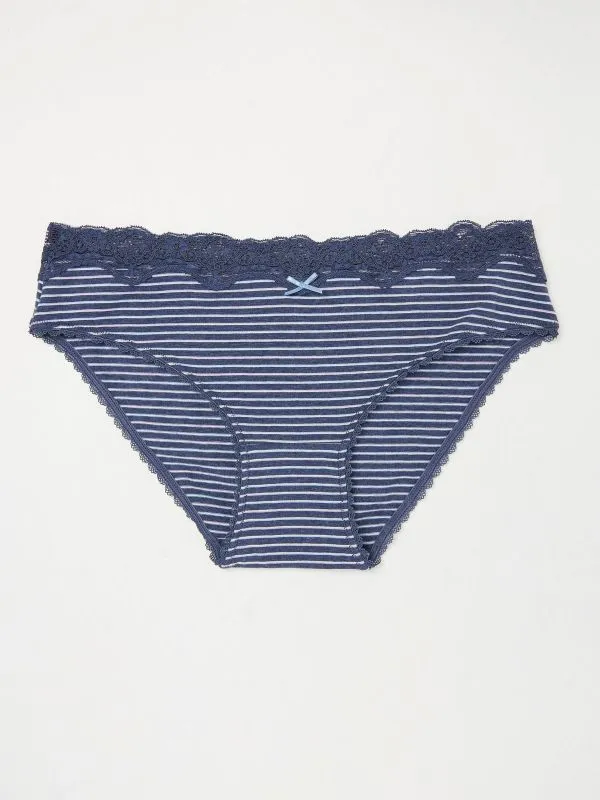 Fat Face Underwear Women Blue Striped Mini Knickers