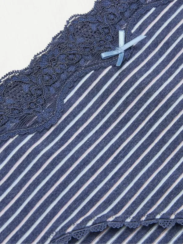 Fat Face Underwear Women Blue Striped Mini Knickers